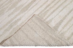 Ivory Modern Moroccan Hand-Knotted Wool Rug with Geometric Design