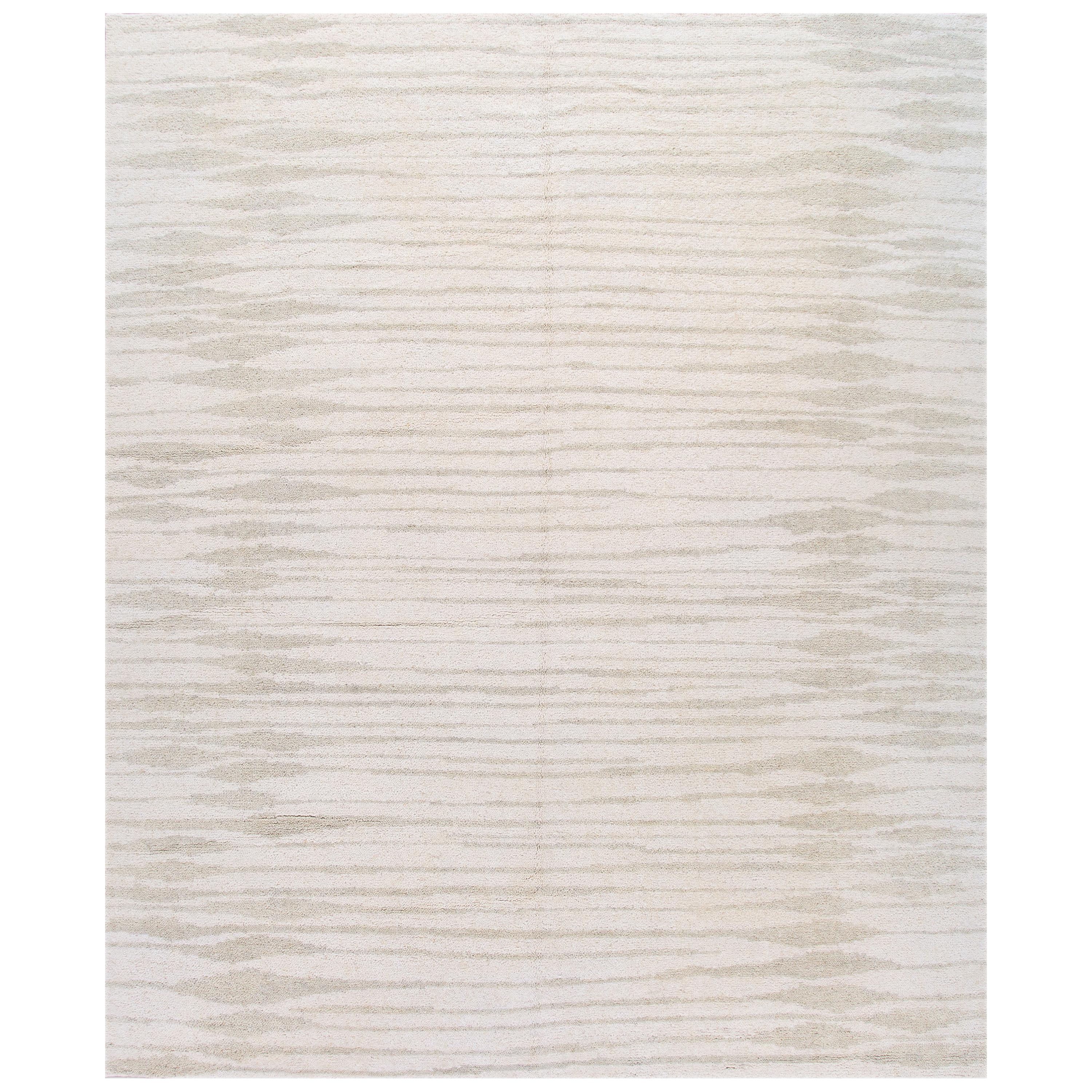 Ivory Modern Moroccan Style Geometric Wool Rug