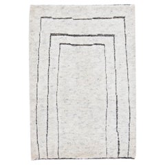 Alfombra de lana marfil moderna de estilo marroquí hecha a mano a medida