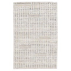 Ivory Modern Moroccan Style Handmade Custom Wool Rug