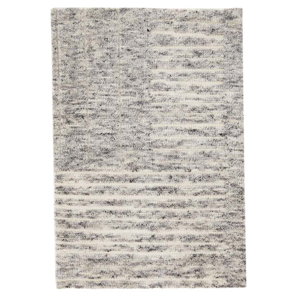 Modern Moroccan Style Handmade Ivory Custom Wool Rug For Sale at 1stDibs