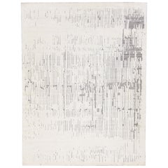 Tapis en laine ivoire de style marocain moderne fait à la main avec motif abstrait par Apadana