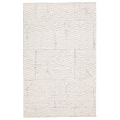 Tappeto in lana fatto a mano in stile marocchino moderno avorio con motivo minimalista di Apadana