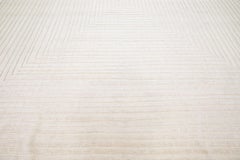 Ivory Modern Moroccan Style Oversize Wool Rug With Op Art Design by Apadana