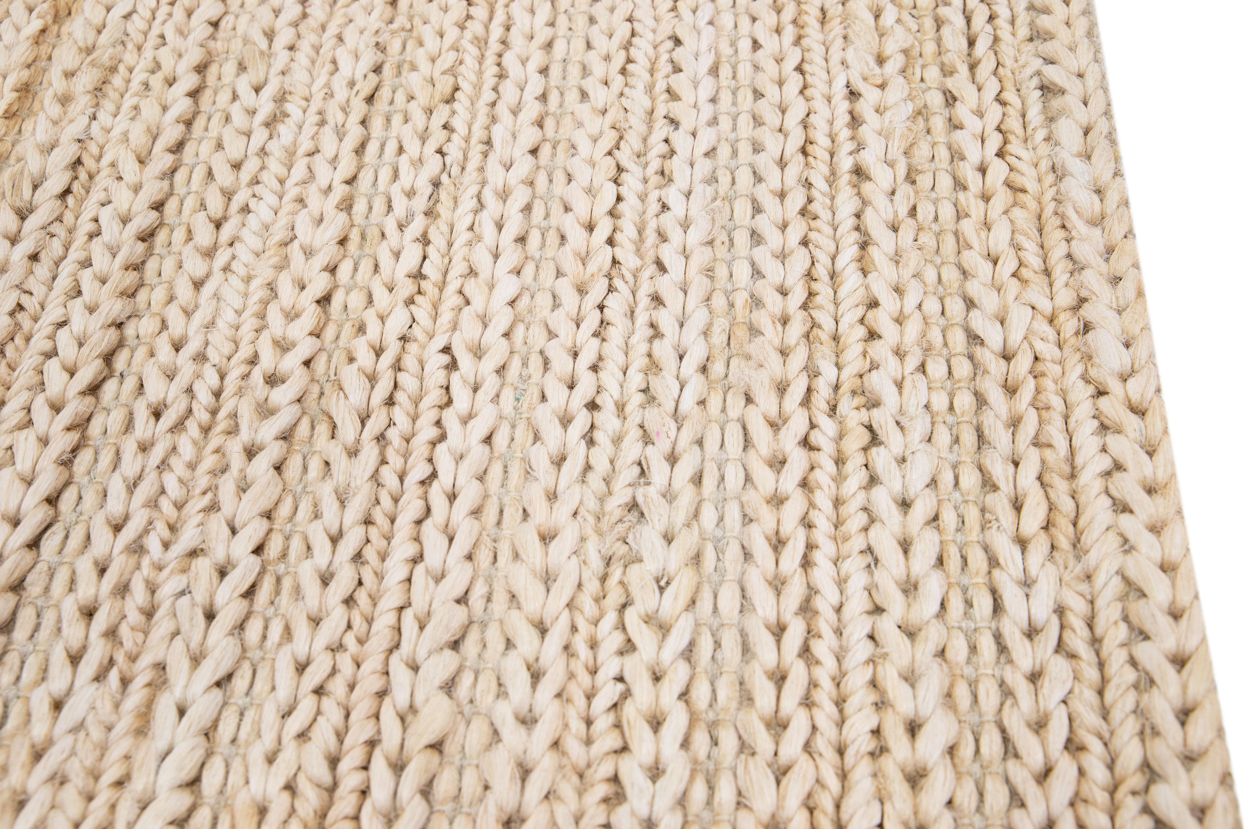 Elfenbein Modern Natural Style Handmade Custom Jute Teppich (Moderne) im Angebot