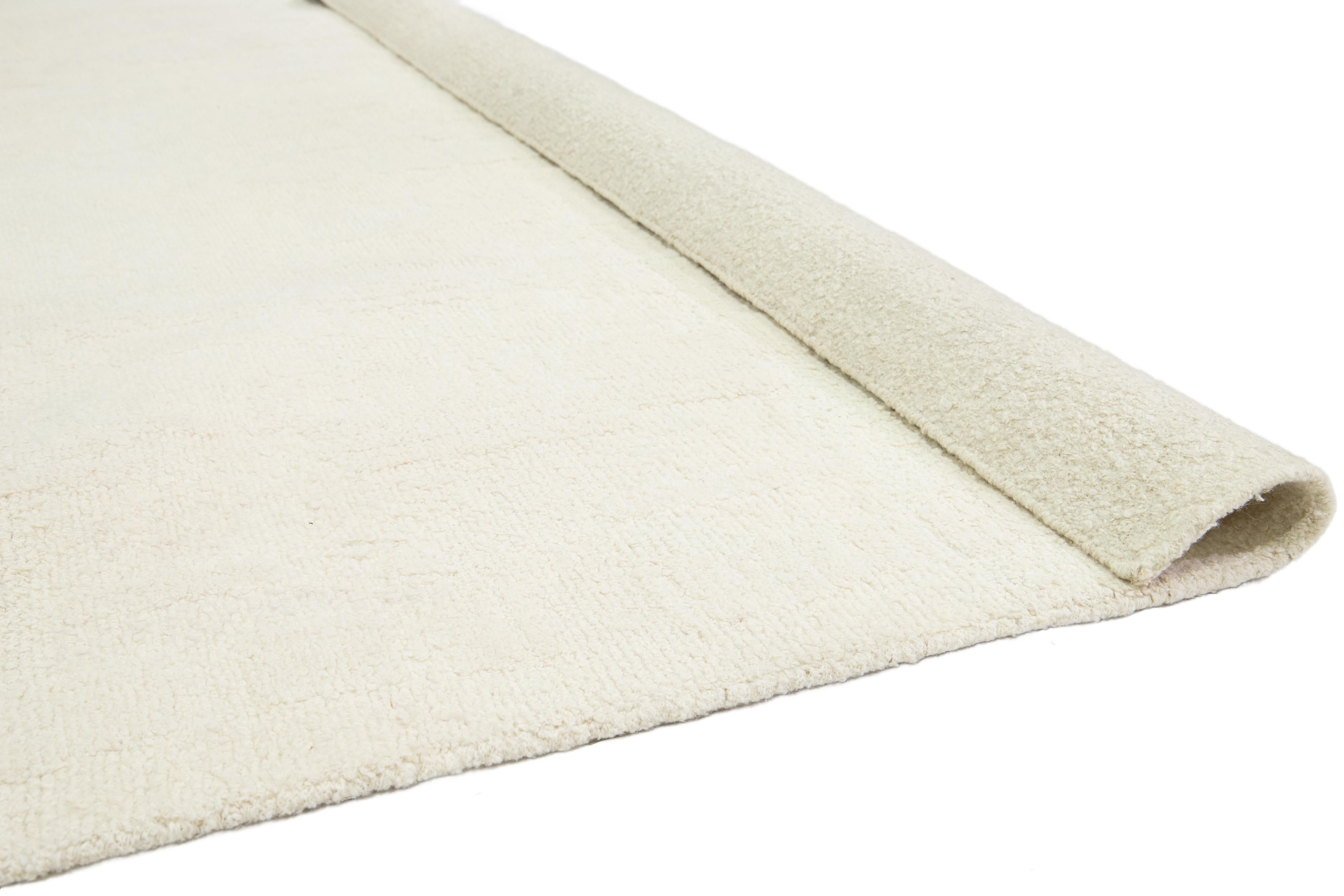 Organic Modern Ivory Modern Organic Moroccan Style Wool Rug For Sale