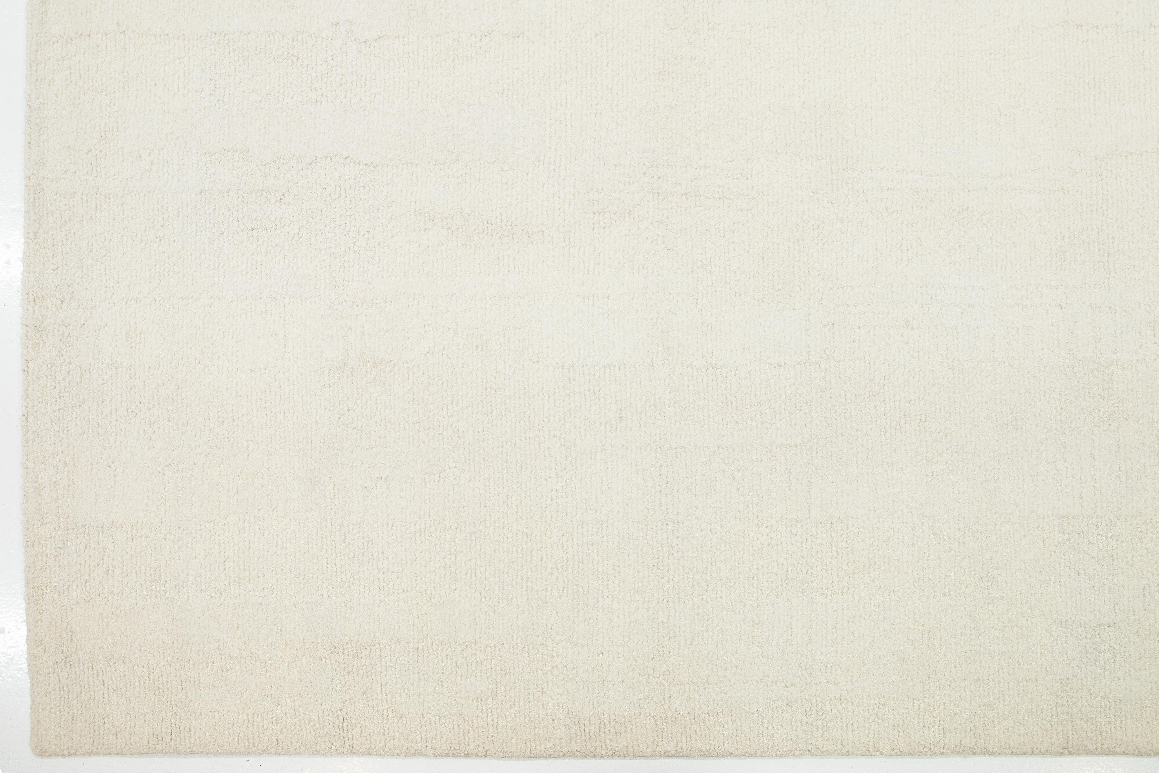 Contemporary Ivory Modern Organic Moroccan Style Wool Rug For Sale