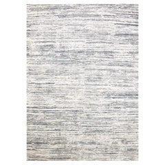 Alfombra Oriental Anudada a Mano Marfil Diseño Moderno Striae Seda con Lana Tono sobre Tono