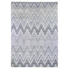 Ivory Modern Textured Wool and Pure Silk Hand Knotted Oriental Rug 9'10" x 14'3"