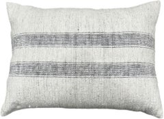 Ivory Modern Wool and Cotton Pillow With Striped Pattern