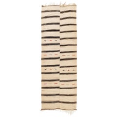 4.2x12.5 ft Vintage Turkish Flat-woven Banded Kilim Runner fait de laine naturelle