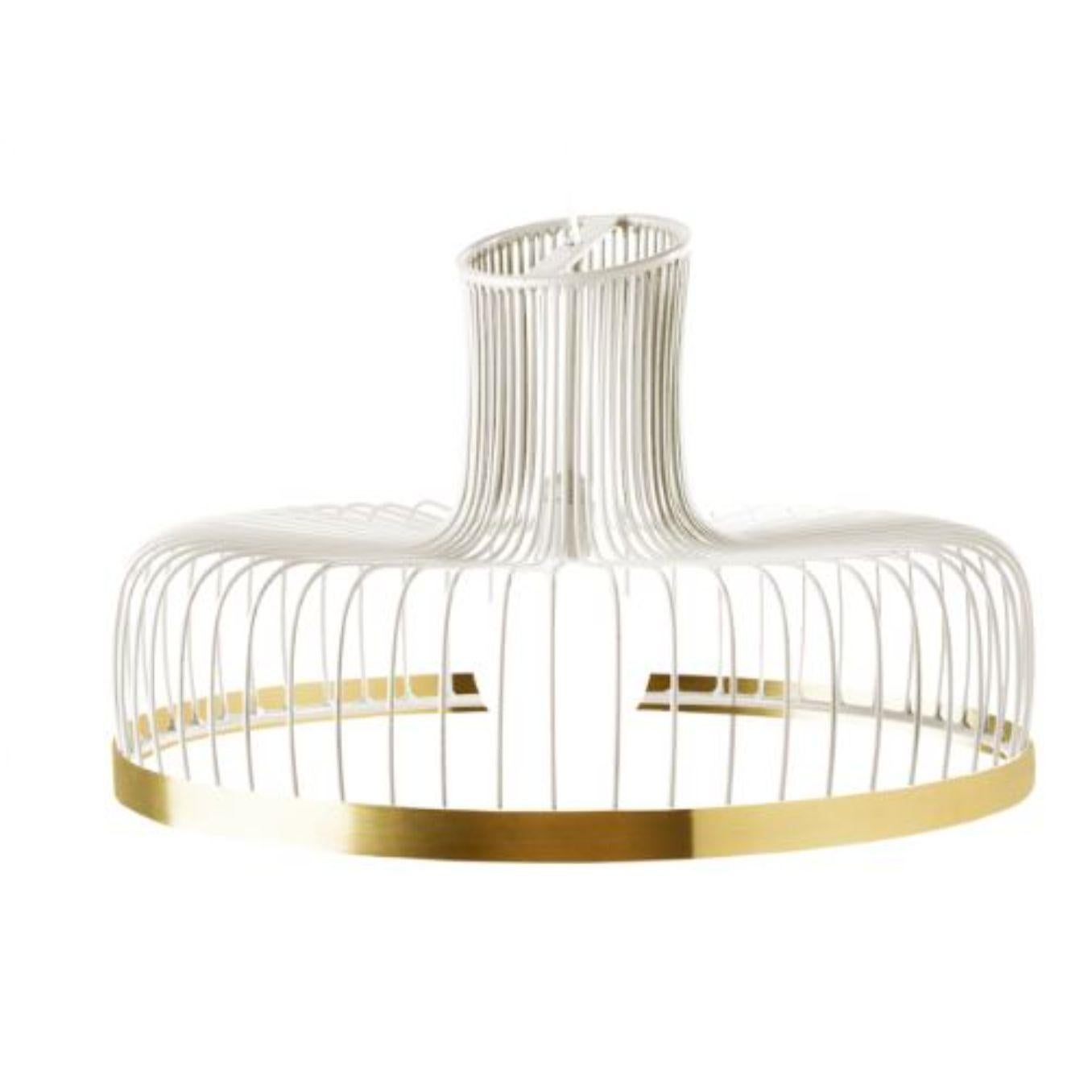Ivory New Spider Suspension lamp with brass ring by Dooq
Dimensions: W 70 x D 70 x H 35 cm
Materials: lacquered metal, polished or brushed metal, brass.
Also available in different colors and materials. 

Information:
230V/50Hz
E27/1x20W