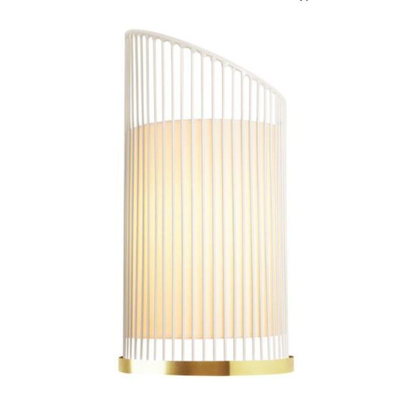 Ivory new spider wall lamp with brass ring by Dooq.
Dimensions: W 25x D 15x H 50cm.
Materials: lacquered metal, polished or brushed metal, brass.
abat-jour: cotton
Also available in different colors and materials. 

Information:
230V/50Hz
E14/1x15W