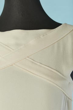 Ivory off-white tank top with cut-work and branded button closure CHANEL