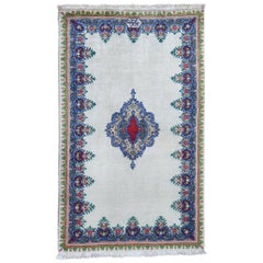Ivory Old Persian Tabriz circa 1940, Signed Good Condition Hand Knotted Oriental