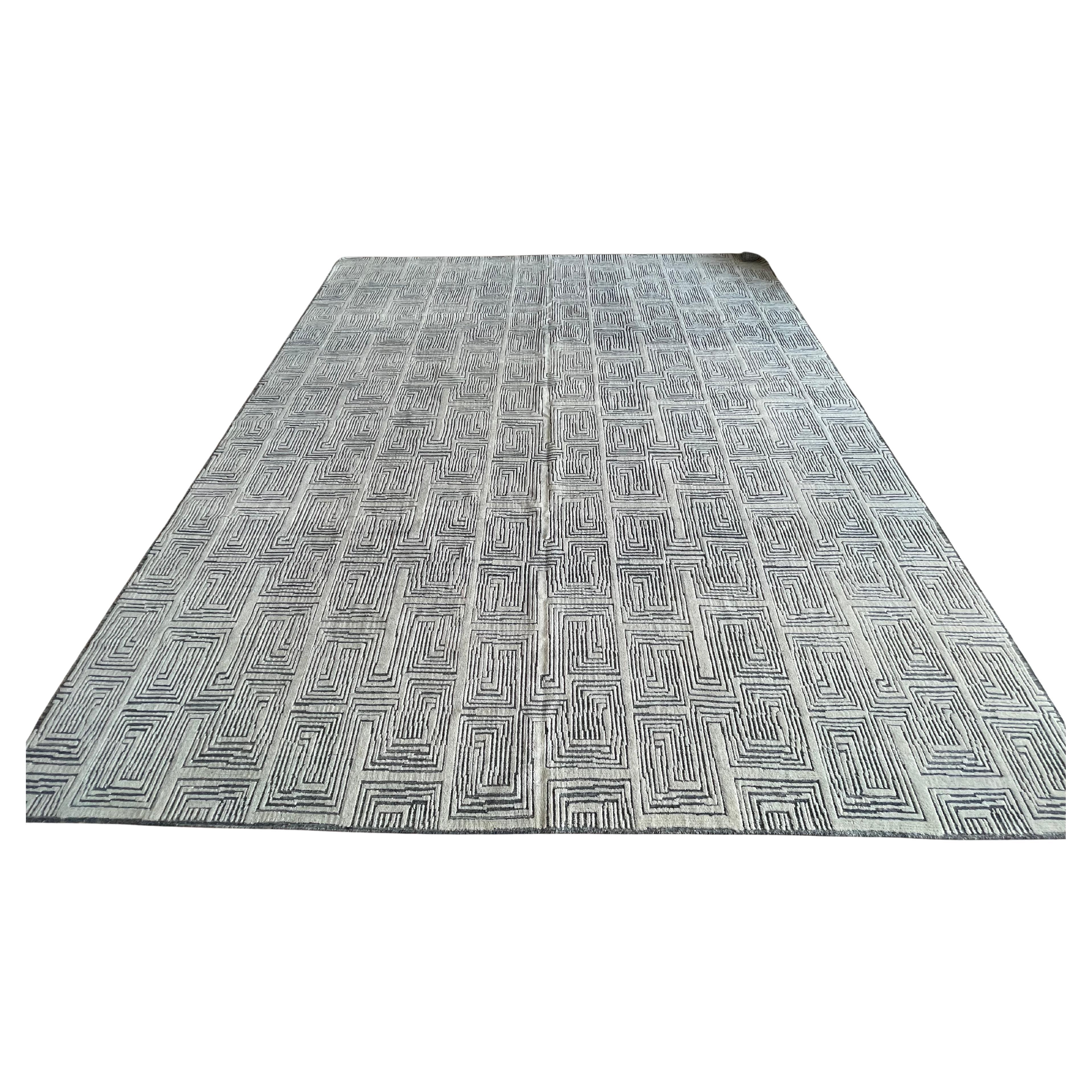 Tappeto per l'area Maze Moroccan Design Avorio e Blu in vendita
