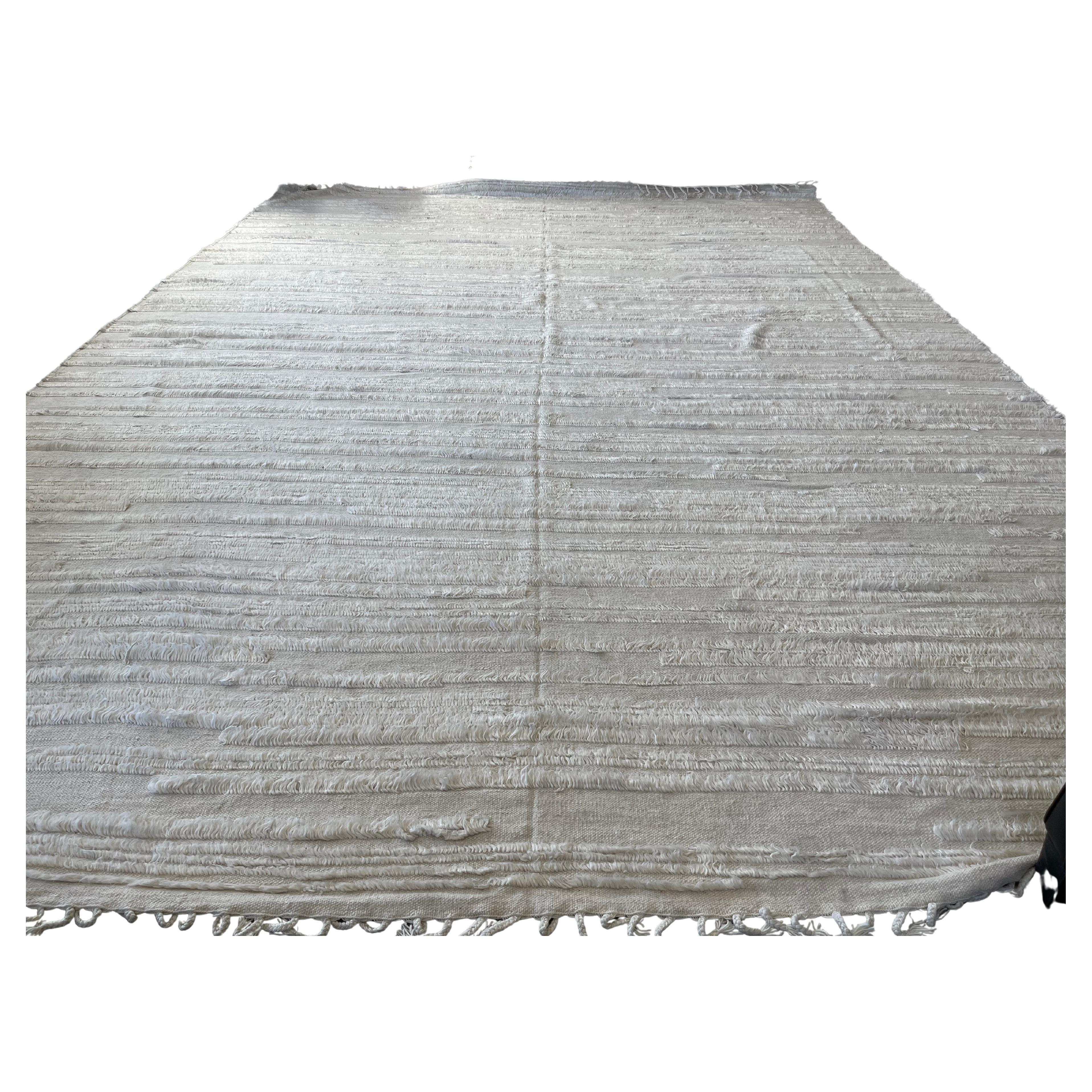 Alfombra de diseño marroquí marfil sobre marfil alto bajo