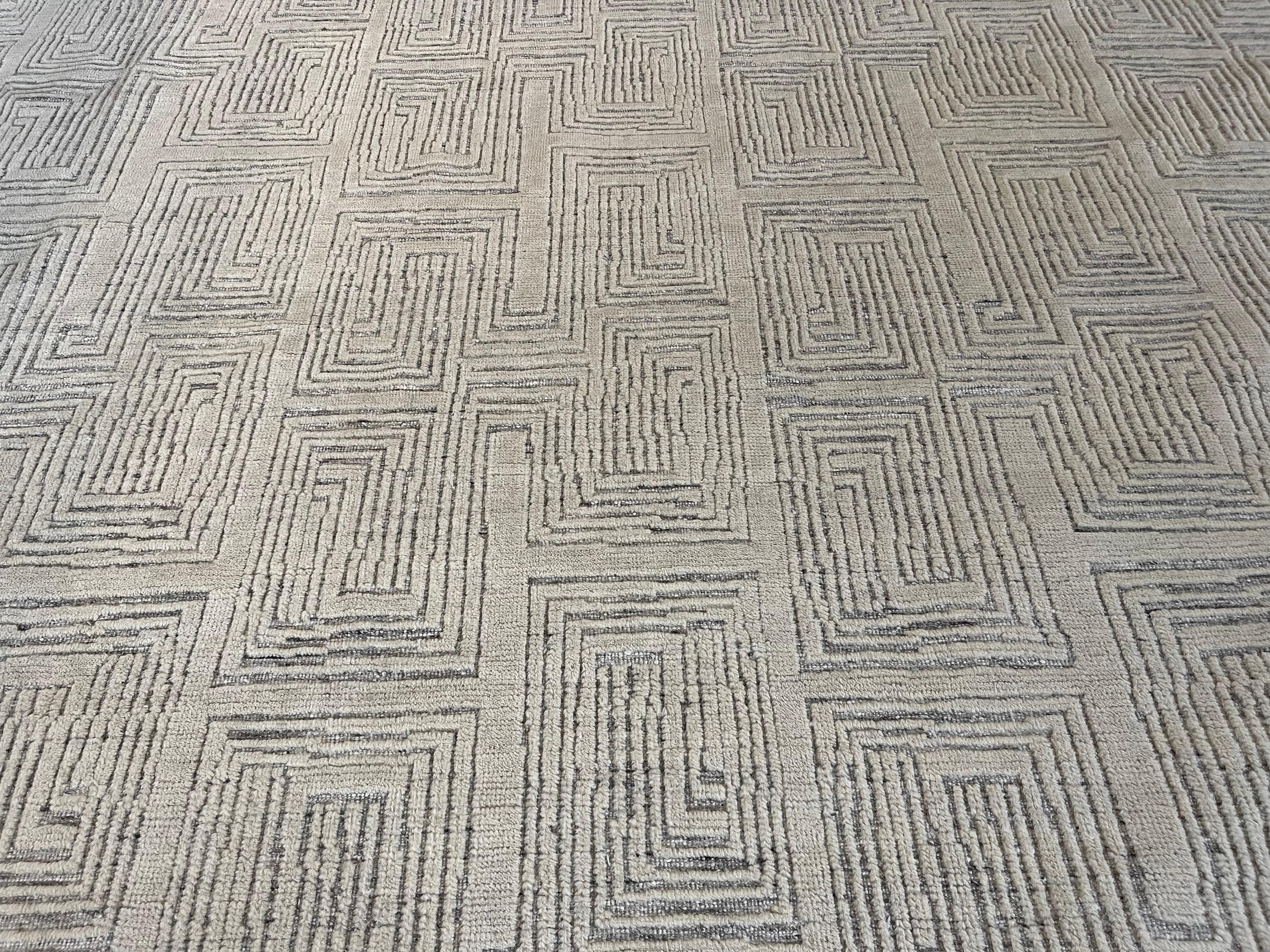 Tappeto per l'area Maze Moroccan Design Avorio su Avorio in vendita 3