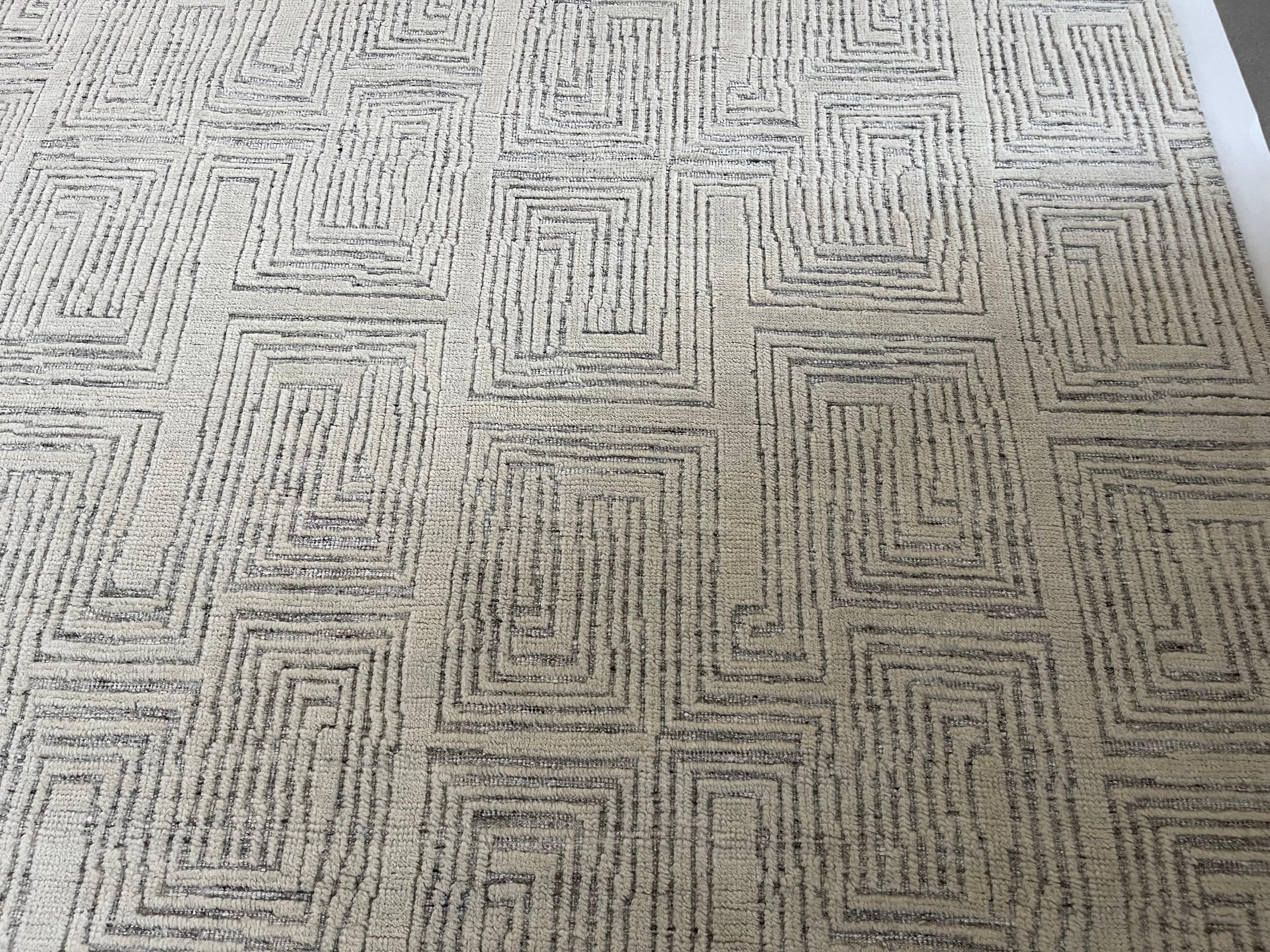 Indiano Tappeto per l'area Maze Moroccan Design Avorio su Avorio in vendita