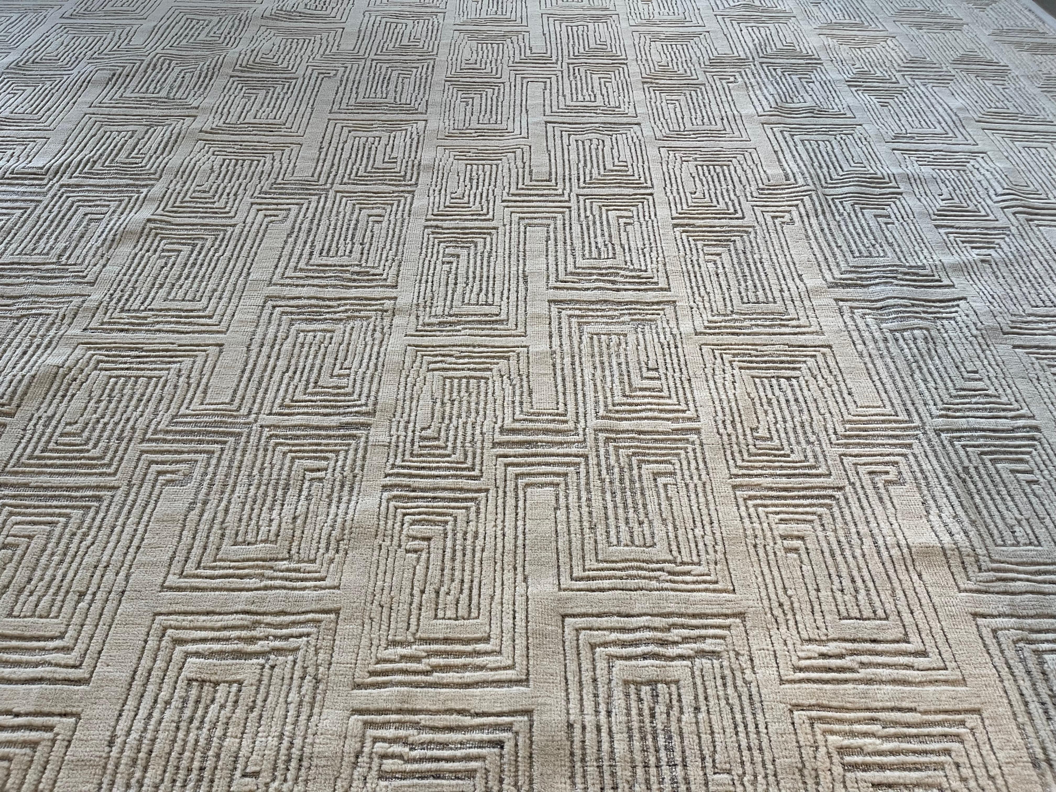 Lana Tappeto per l'area Maze Moroccan Design Avorio su Avorio in vendita