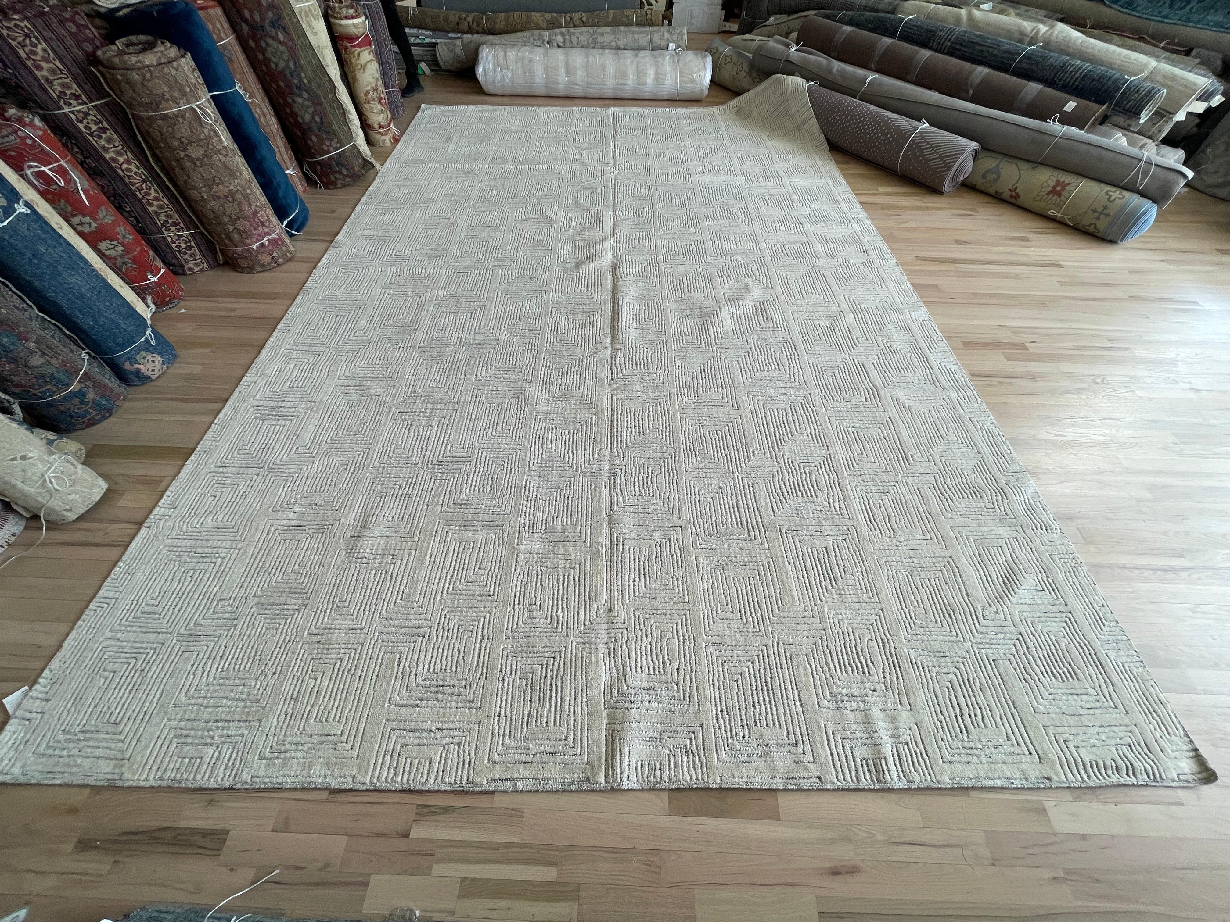 Tappeto per l'area Maze Moroccan Design Avorio su Avorio in vendita 1
