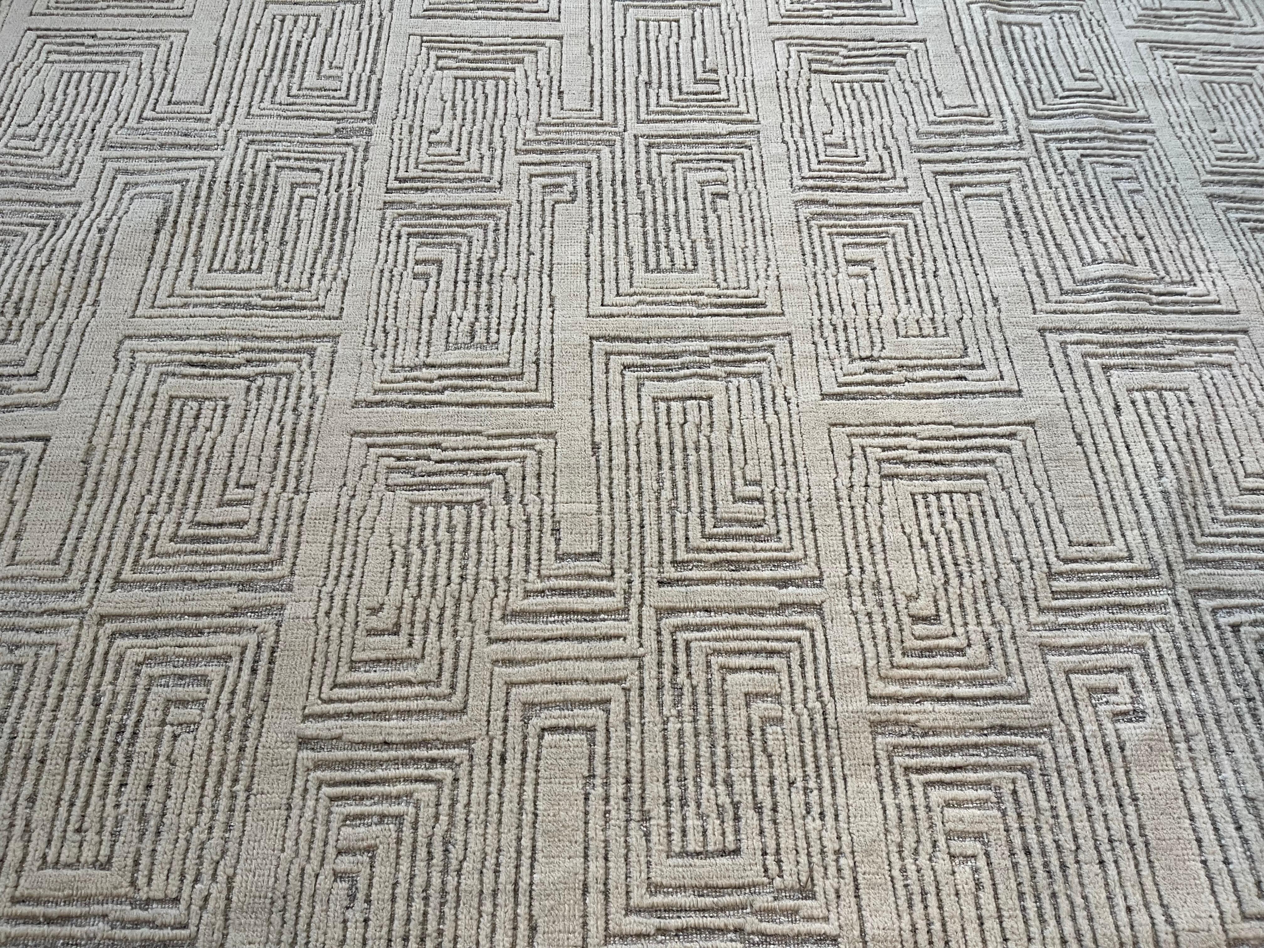 Tappeto per l'area Maze Moroccan Design Avorio su Avorio in vendita 1