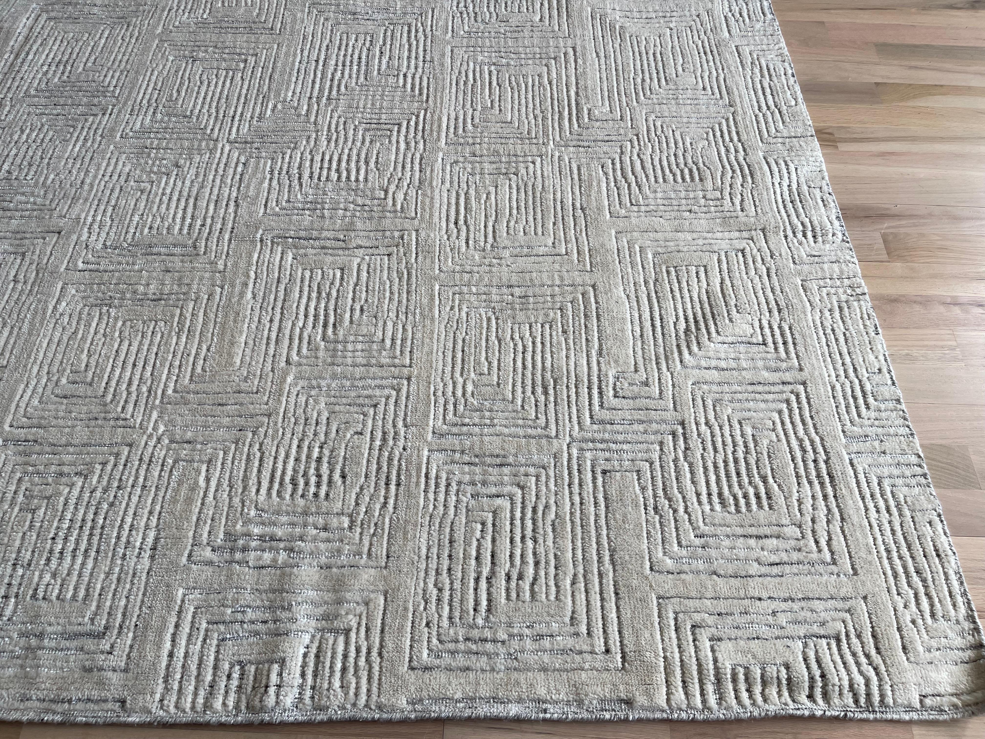 Tappeto per l'area Maze Moroccan Design Avorio su Avorio in vendita 2