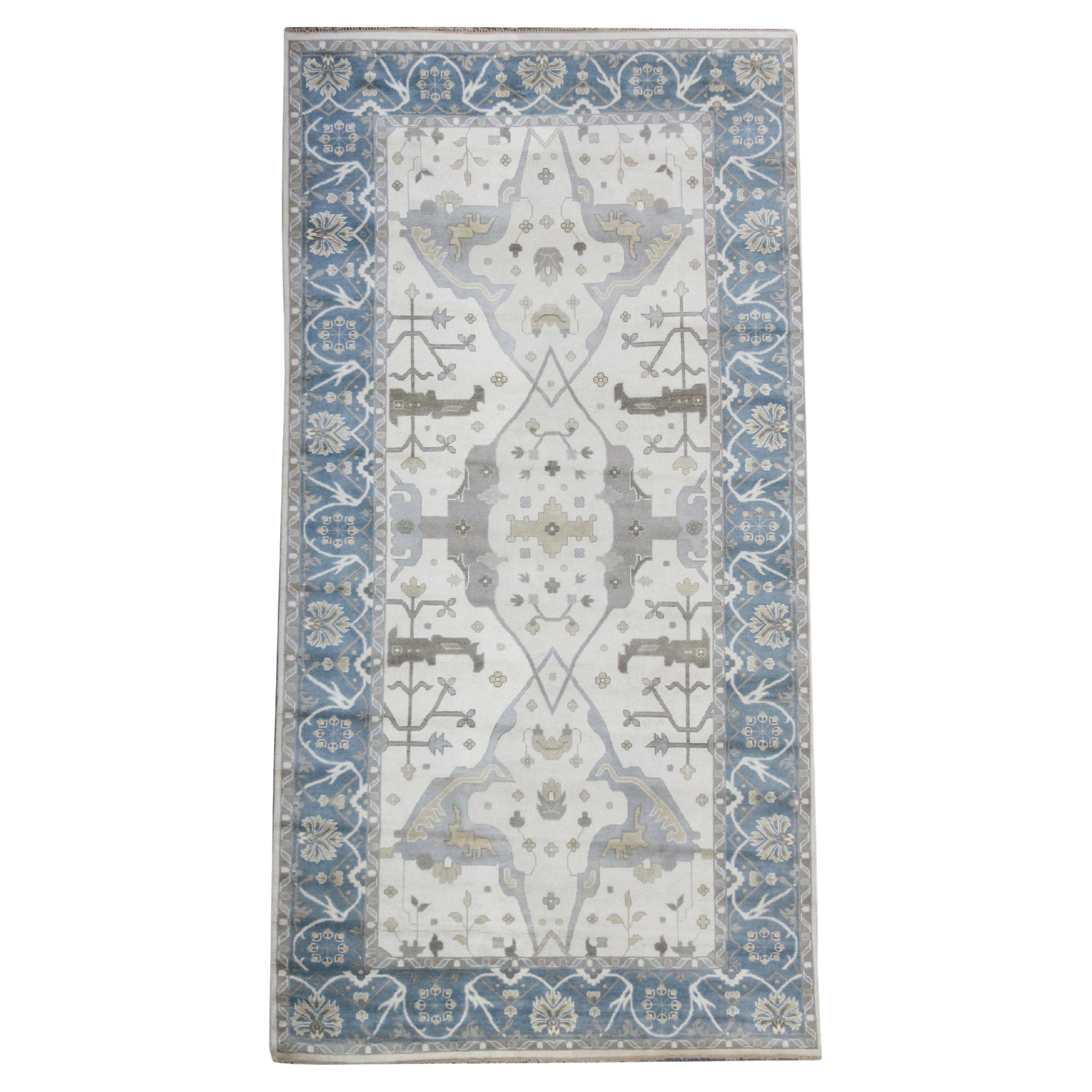 Ivory Oushak Gallery Runner For Sale