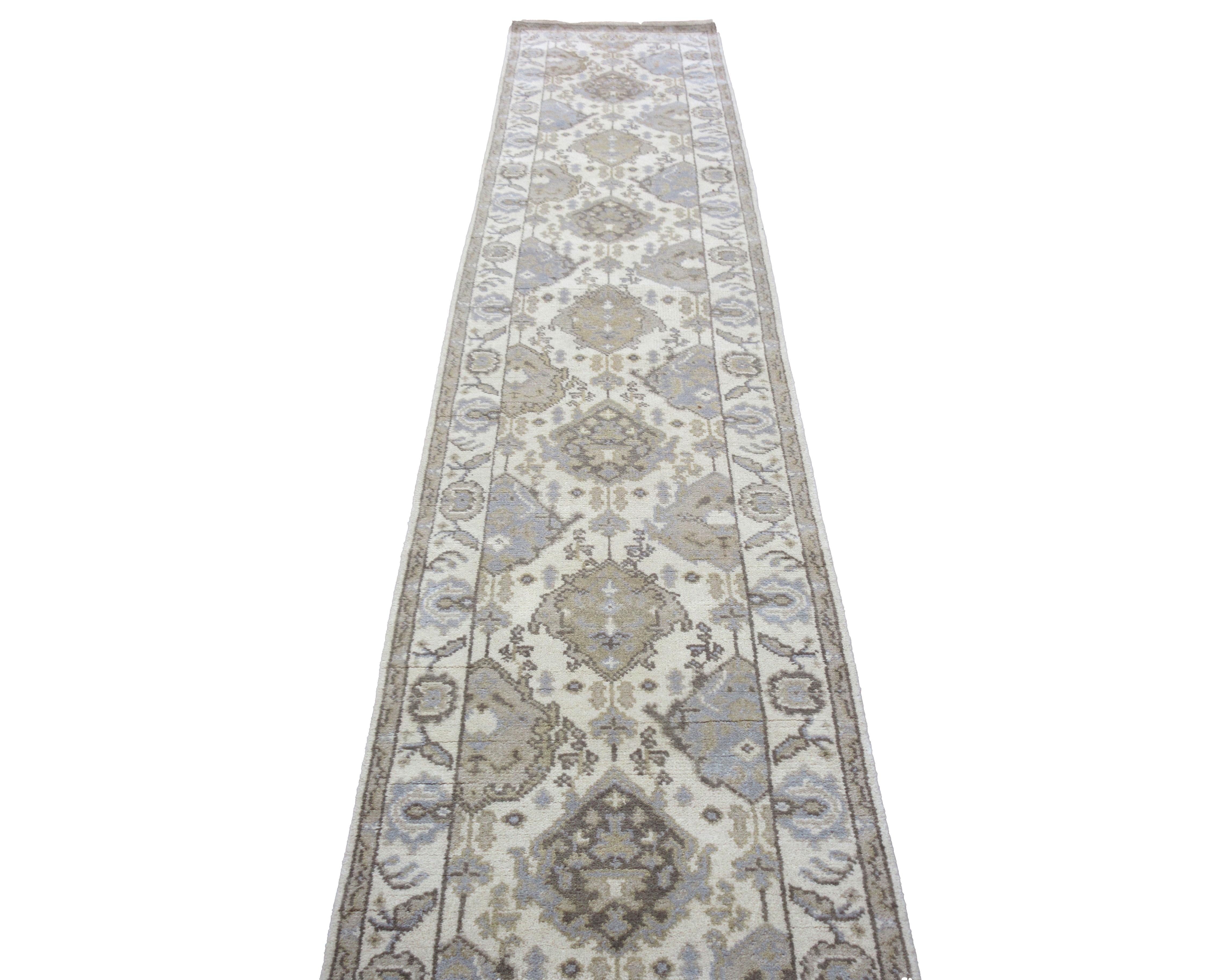 Ivory Oushak Runner In New Condition For Sale In Laguna Hills, CA