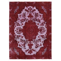 Handgeknüpfter Vintage Persischer Täbris-Barjasta-Teppich aus reiner Wolle in Elfenbein, überzogen, Vintage