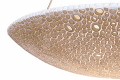 Ivory Pebble Murrini Fused Bowl Pendant by Studio Bel Vetro