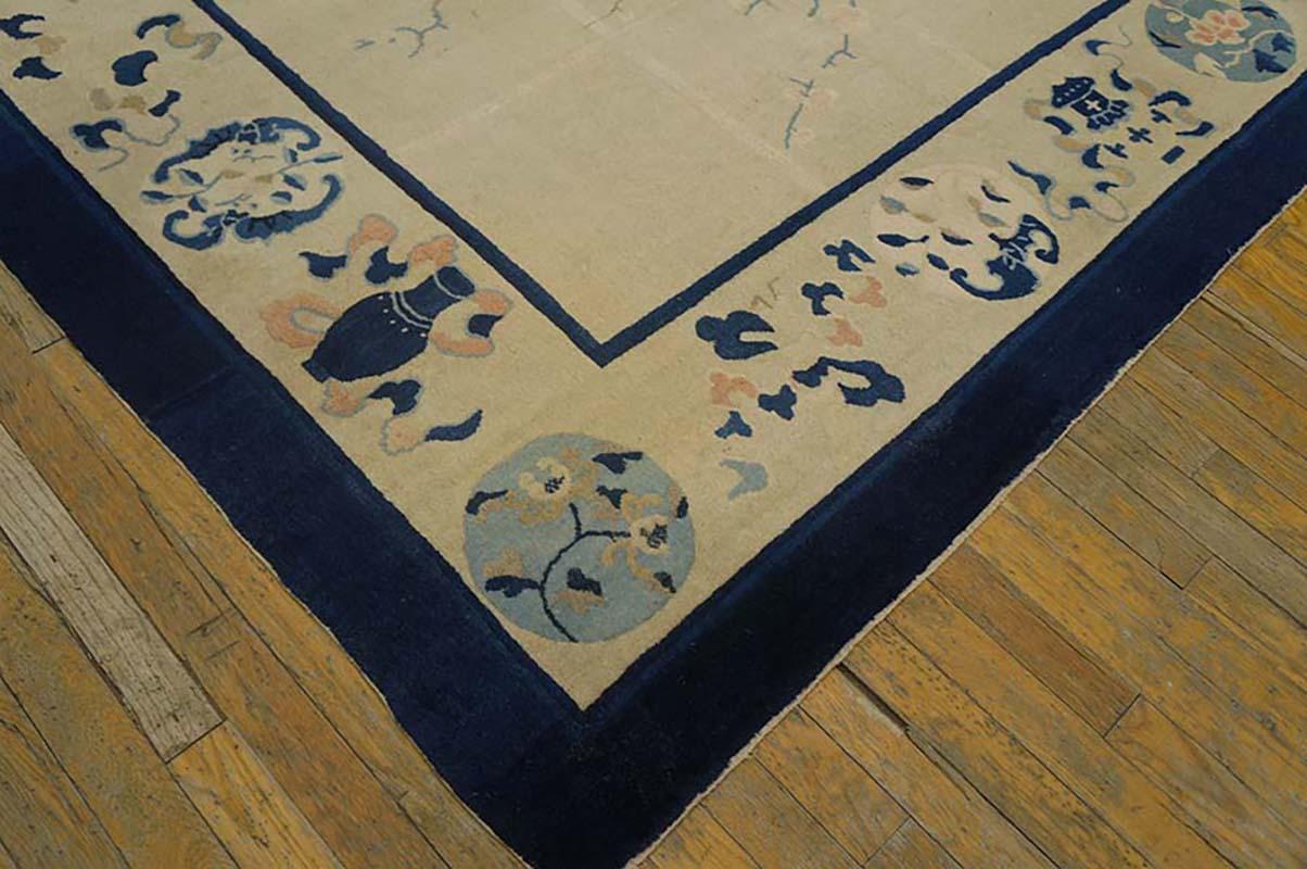 Elfenbeinfarbener chinesischer Peking-Teppich des frühen 20. Jahrhunderts ( 9' x 11'8
