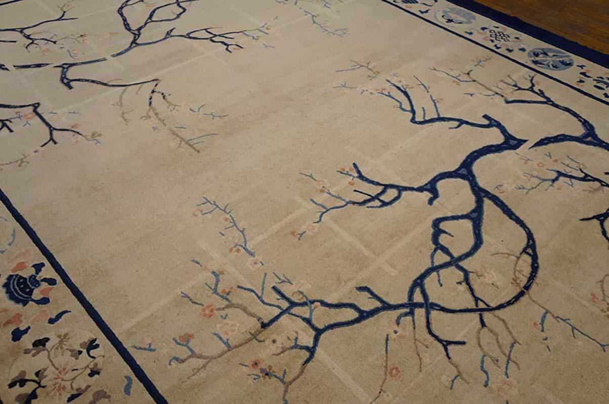 Inizio XX secolo Tappeto cinese di Pechino in avorio dei primi del Novecento ( 9' x 11'8