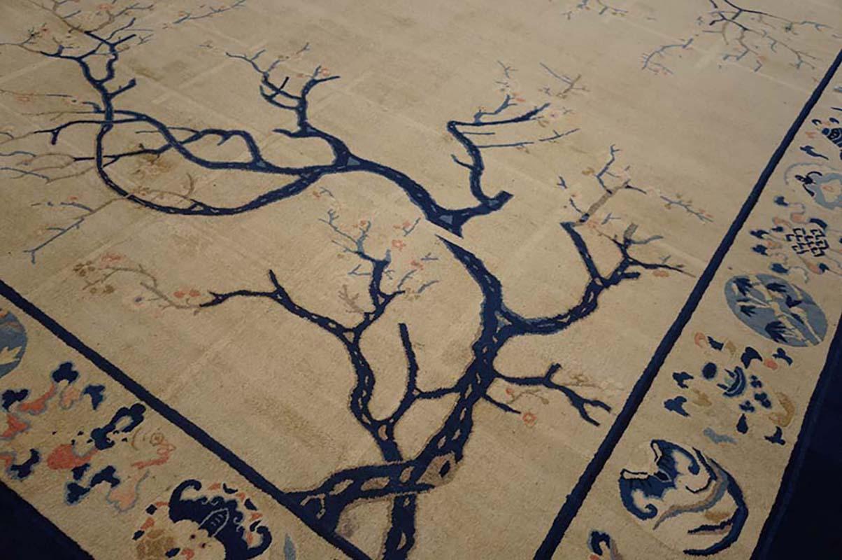 Early 20th Century Ivory Chinese Peking Carpet ( 9' x 11'8