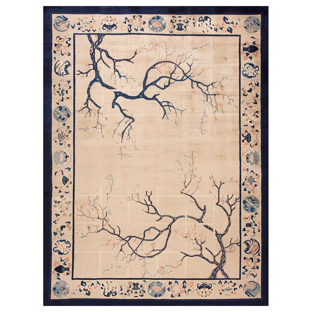 Early 20th Century Ivory Chinese Peking Carpet ( 9' x 11'8" 275 x 355 cm ) For Sale