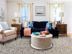 Ivory Persian Kashan Medallion Semi Antique Exc Cond Clean Full Pile Pure Wool