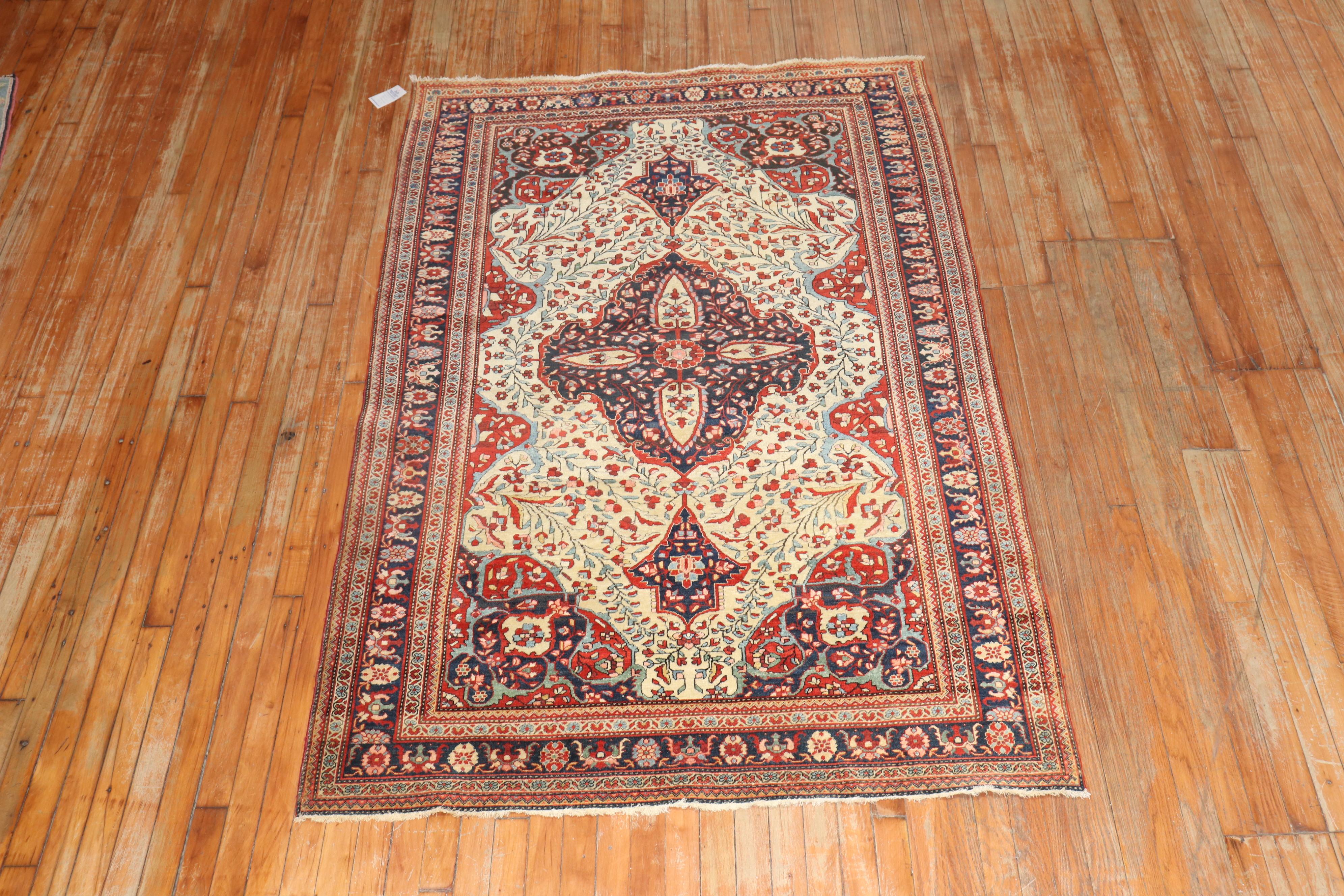Persischer Sarouk-Ferehan-Teppich in Elfenbein (Land) im Angebot