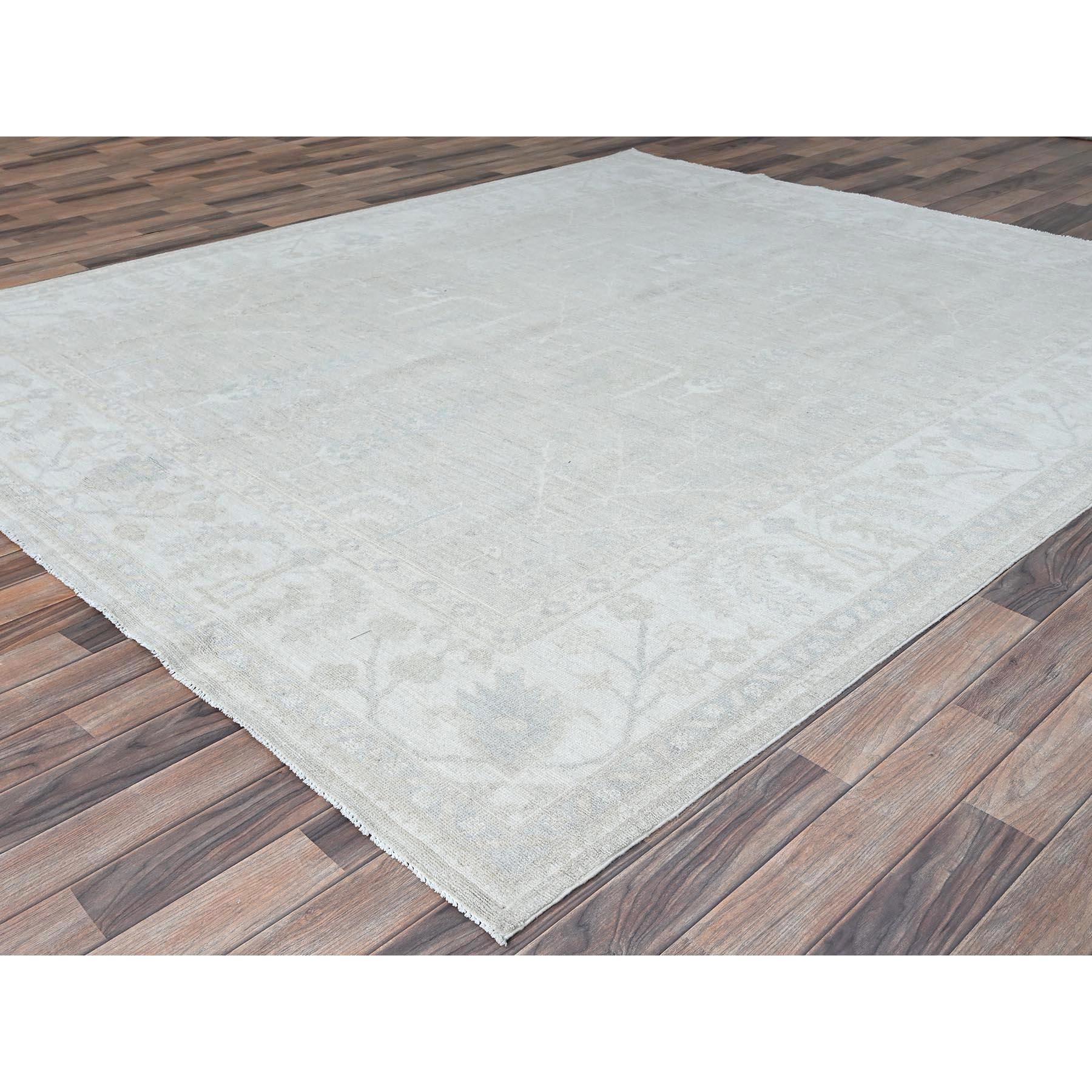 Oushak Tapis d'Orient Peshawar ivoire noué à la main, motif d'arbre afghan, entièrement en laine 8'1