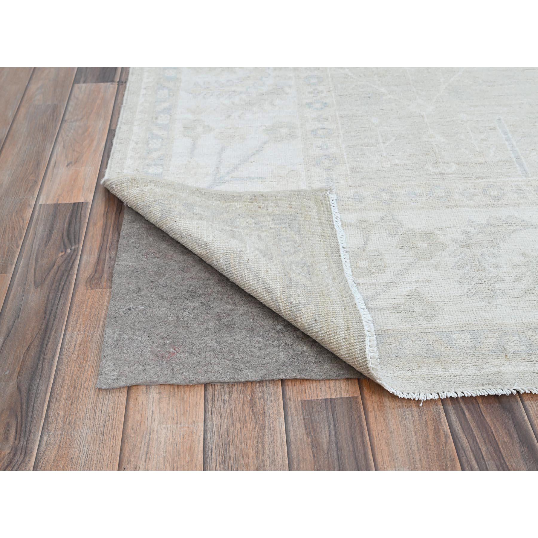 Afghan Tapis d'Orient Peshawar ivoire noué à la main, motif d'arbre afghan, entièrement en laine 8'1