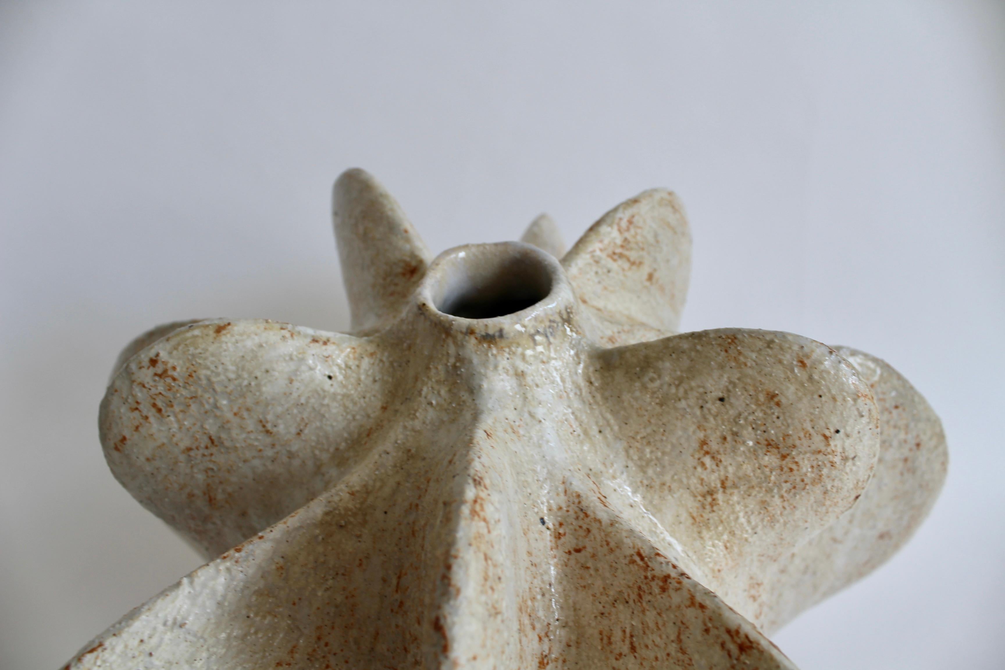 Contemporary Ivory Petal Gourd IV by Julie Nelson For Sale