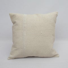 Ivory Pillow Case Fashioned from a Vintage Anatolian Coverlet, Mid 20th C