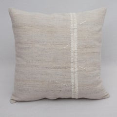 Ivory Pillow Case Fashioned from a Vintage Anatolian Coverlet, Mid 20th C