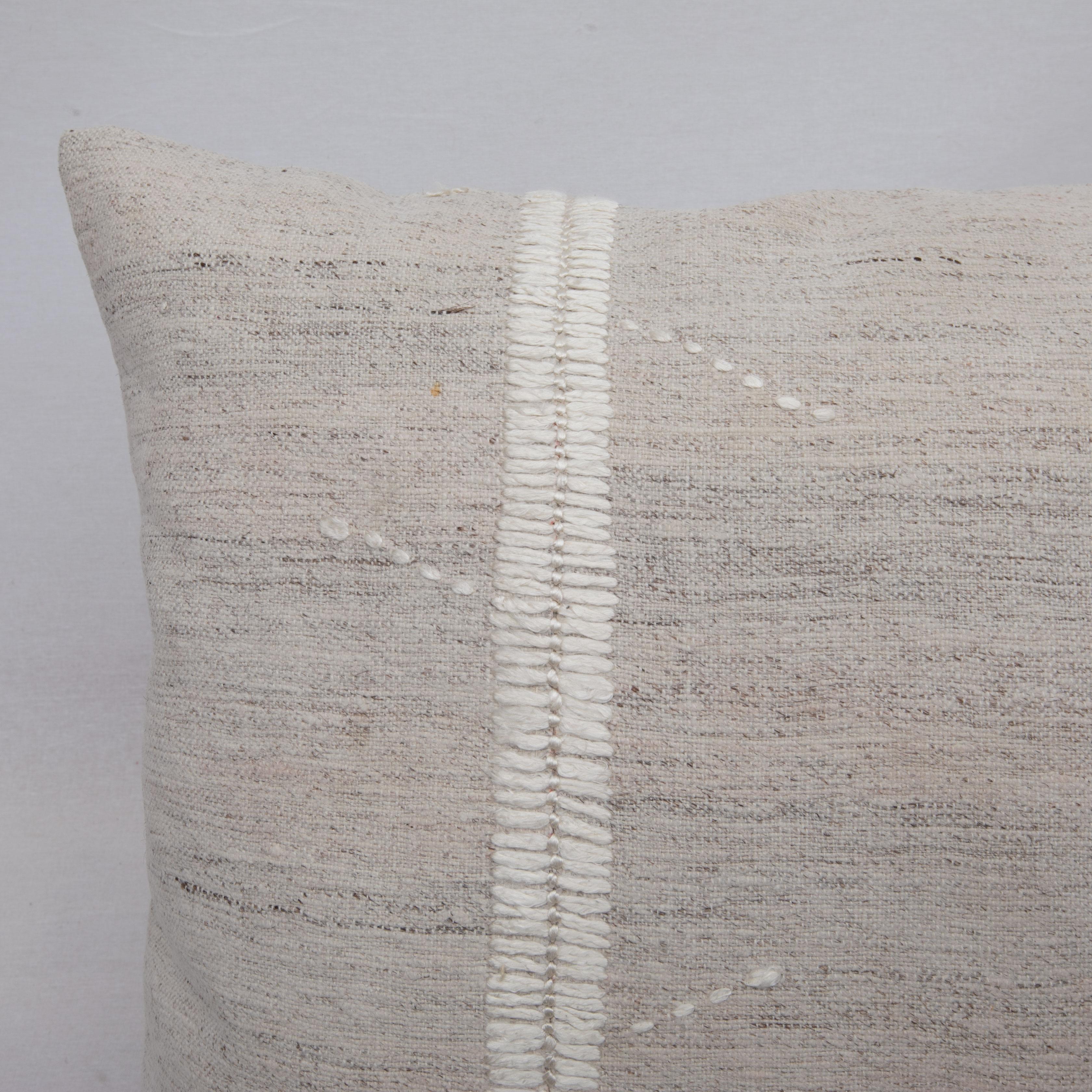 Turkish Ivory Pillow Case Fashioned from a Vintage Anatolian Coverlet, Mid 20th C For Sale