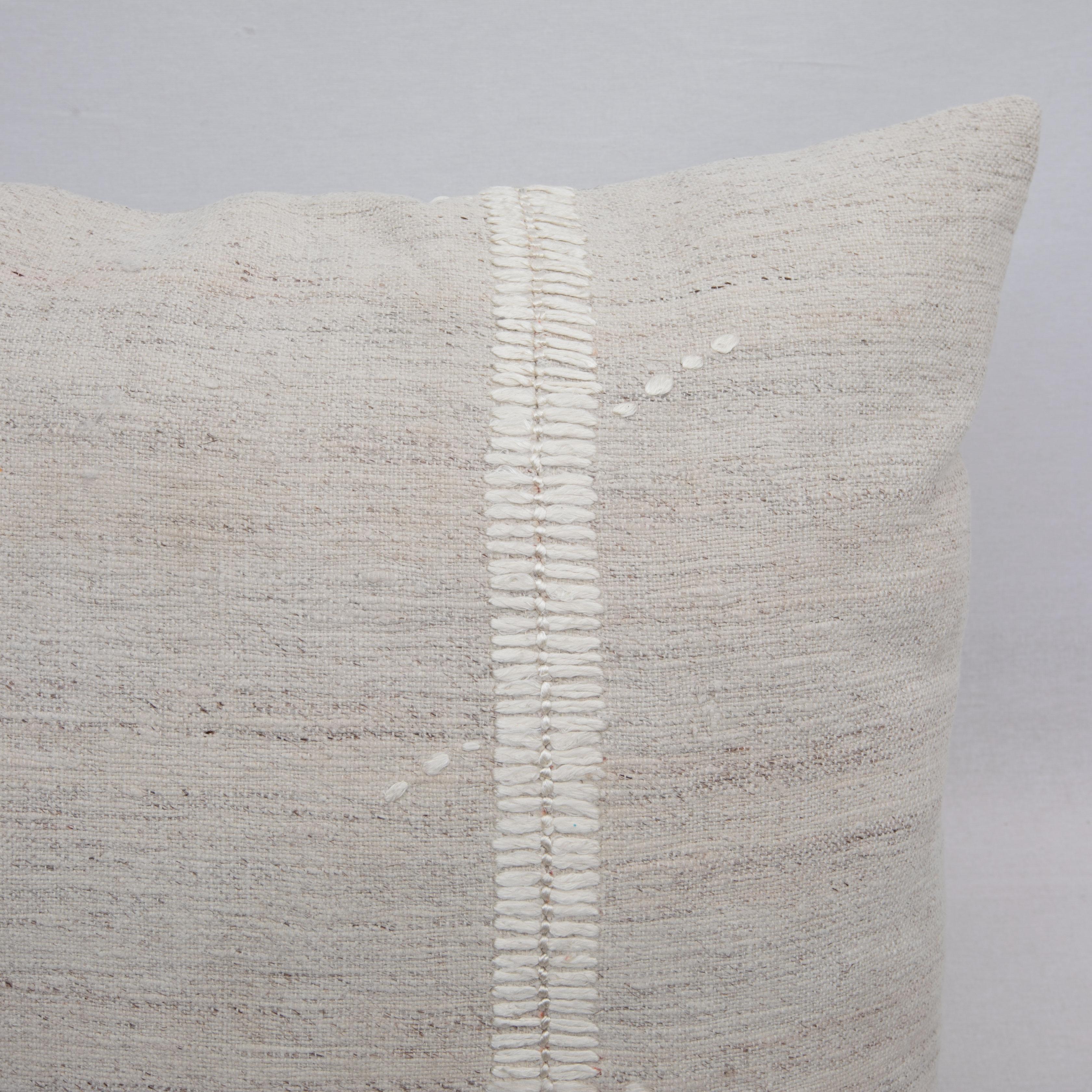 Turkish Ivory Pillow Case Fashioned from a Vintage Anatolian Coverlet, Mid 20th C For Sale