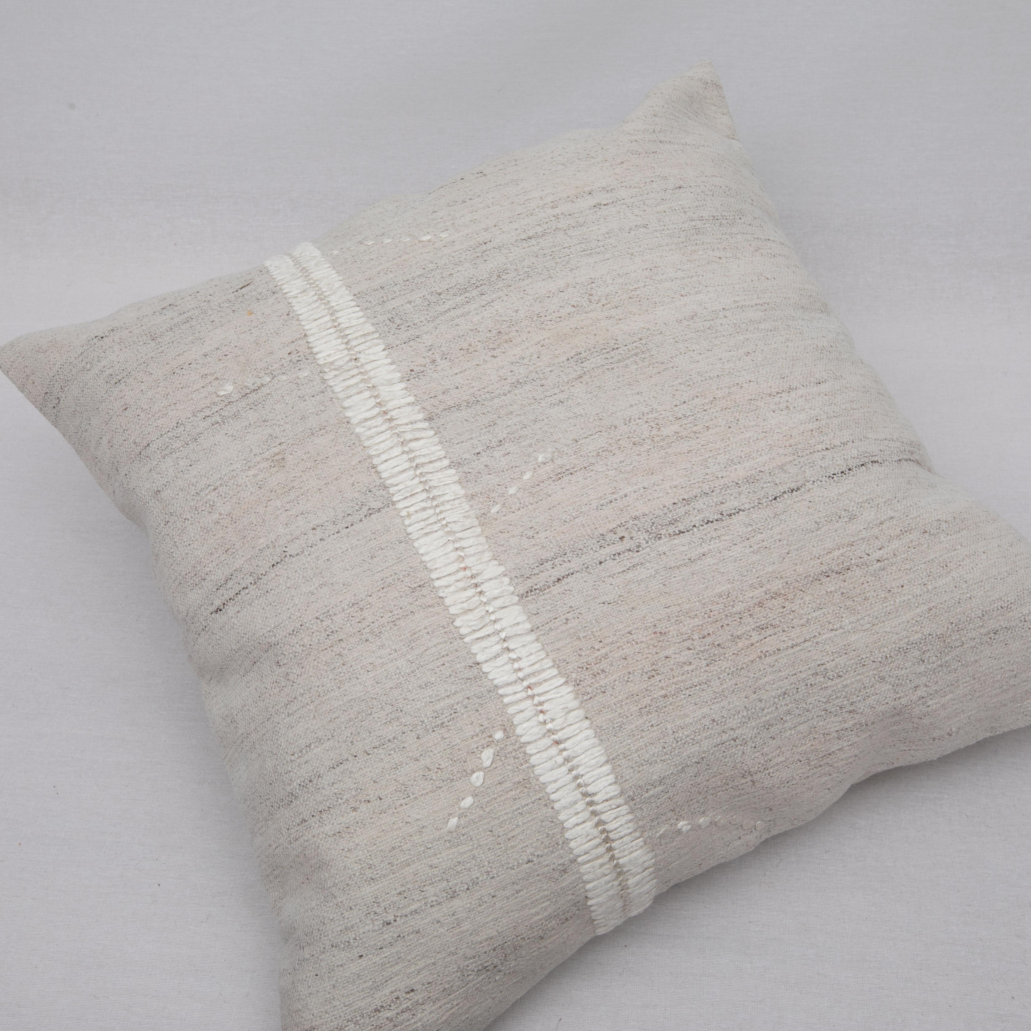 20th Century Ivory Pillow Case Fashioned from a Vintage Anatolian Coverlet, Mid 20th C For Sale