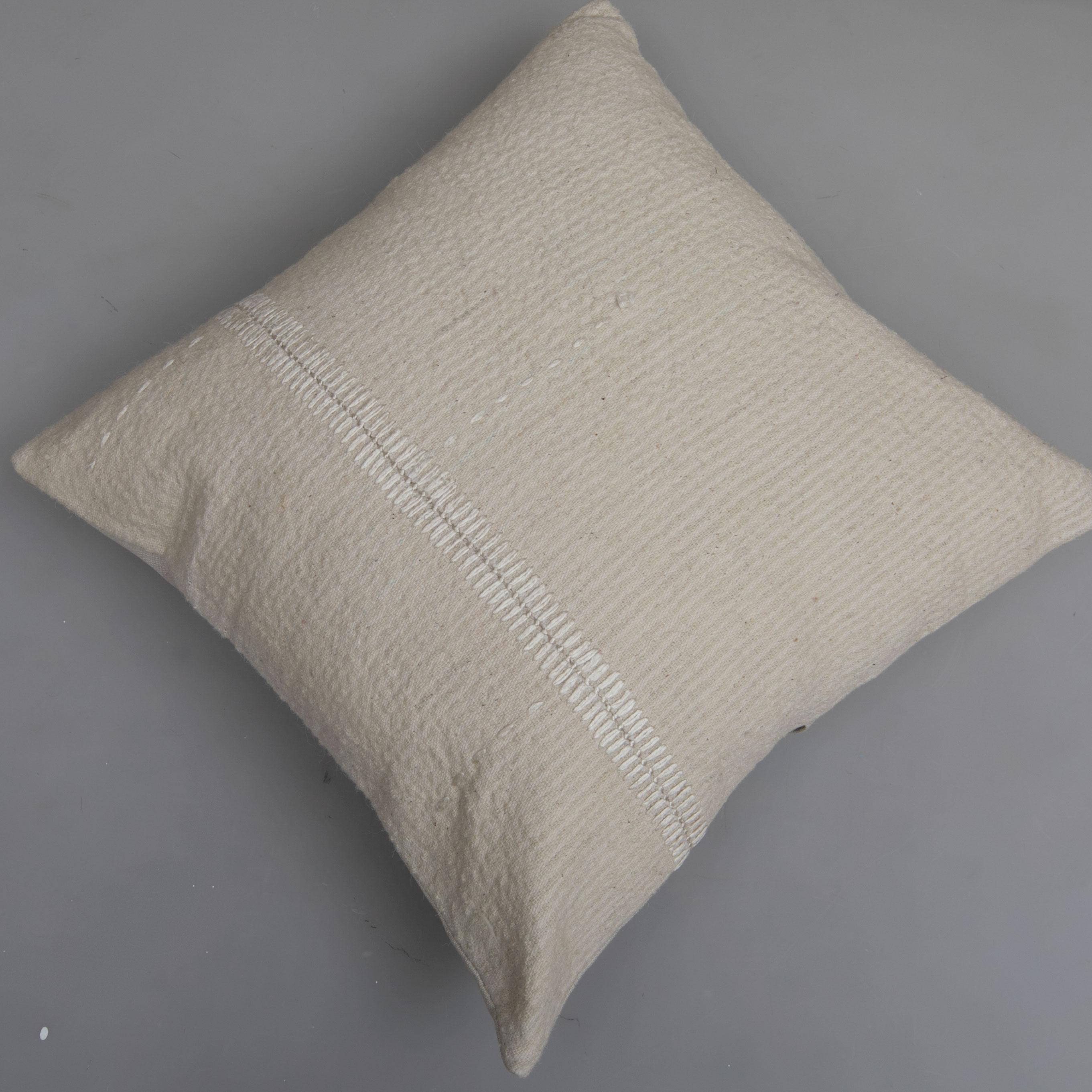 Ivory Pillow Case Fashioned from a Vintage Anatolian Coverlet, Mid 20th C For Sale 1