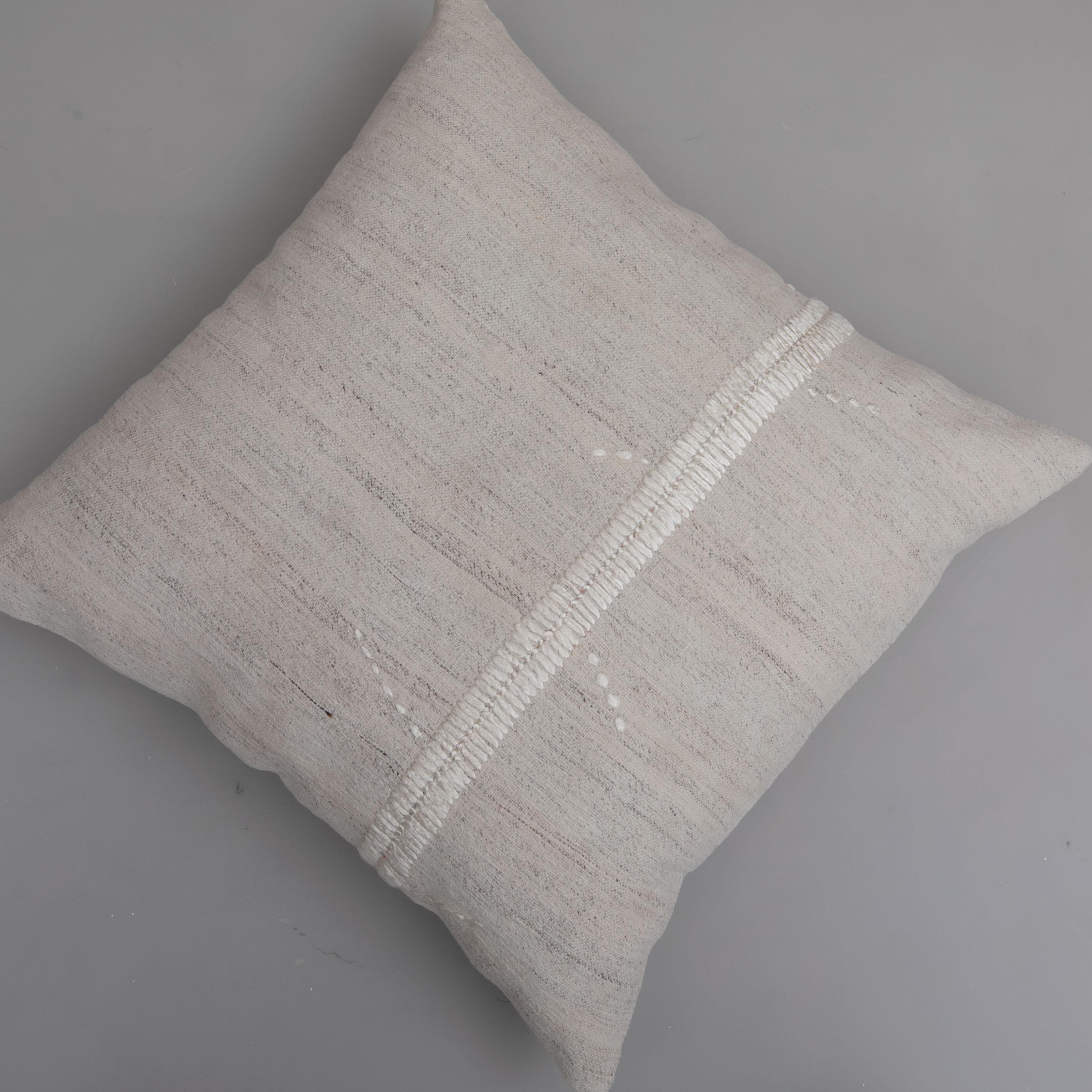 Ivory Pillow Case Fashioned from a Vintage Anatolian Coverlet, Mid 20th C For Sale 1