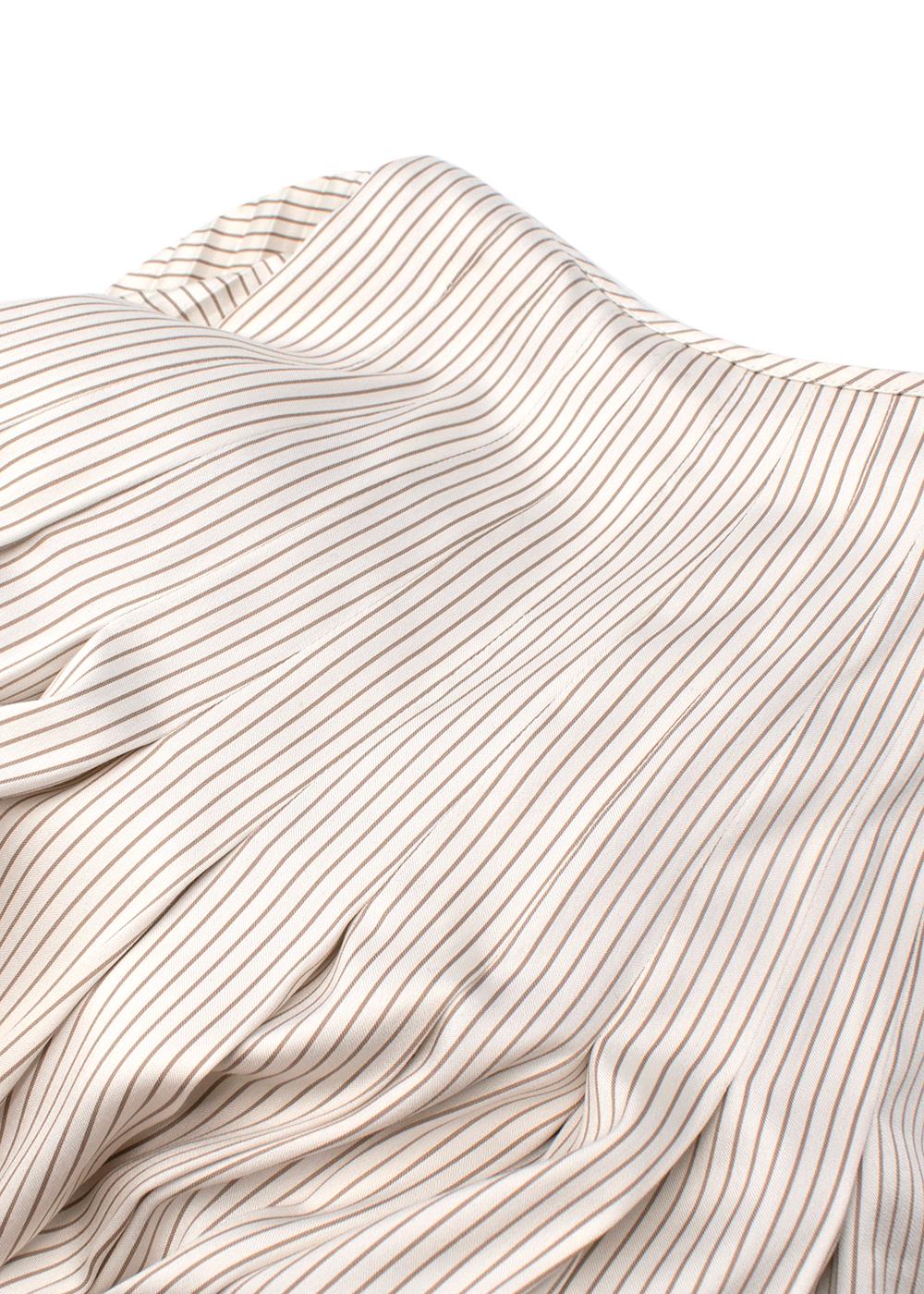 Women's Ivory Pinstripe Pleated Silk Skirt For Sale