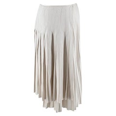 Ivory Pinstripe Pleated Silk Skirt