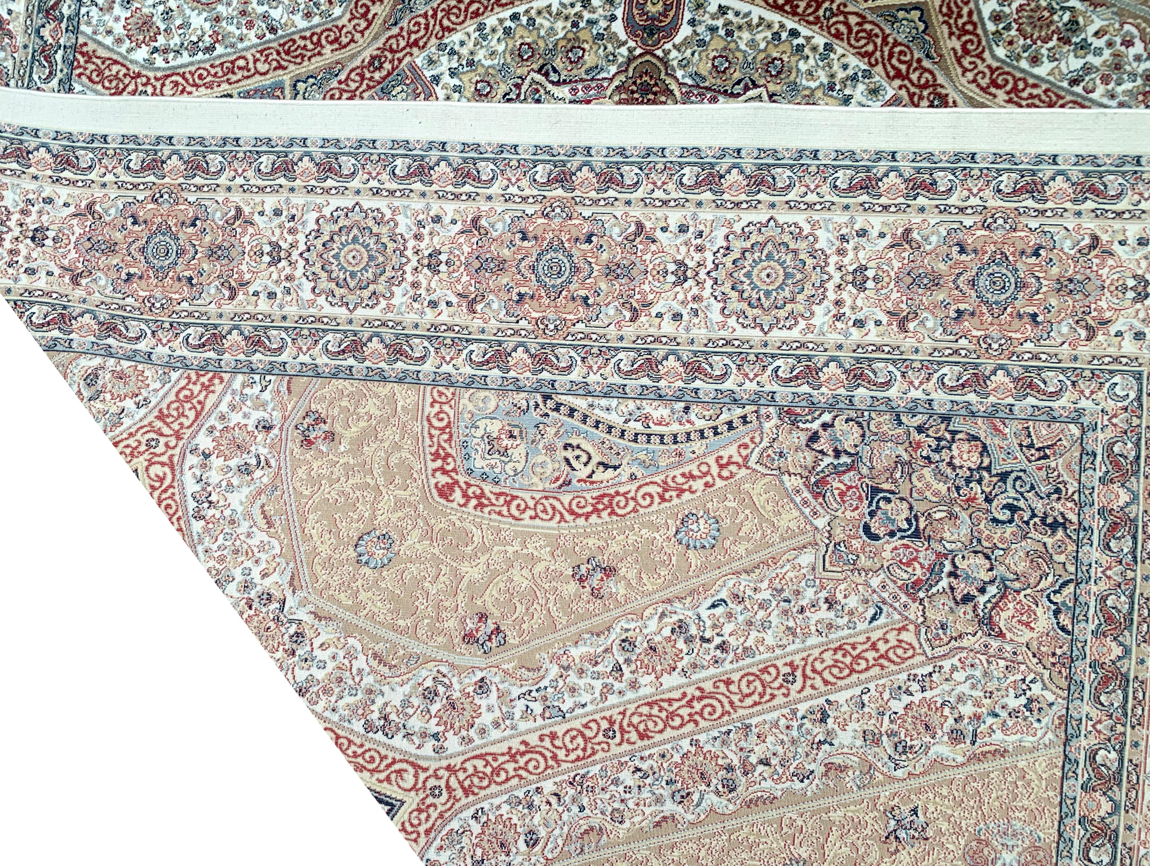 Türkischer Teppich aus reiner Seide, elfenbeinfarben, 1000 KPSI im Angebot 1